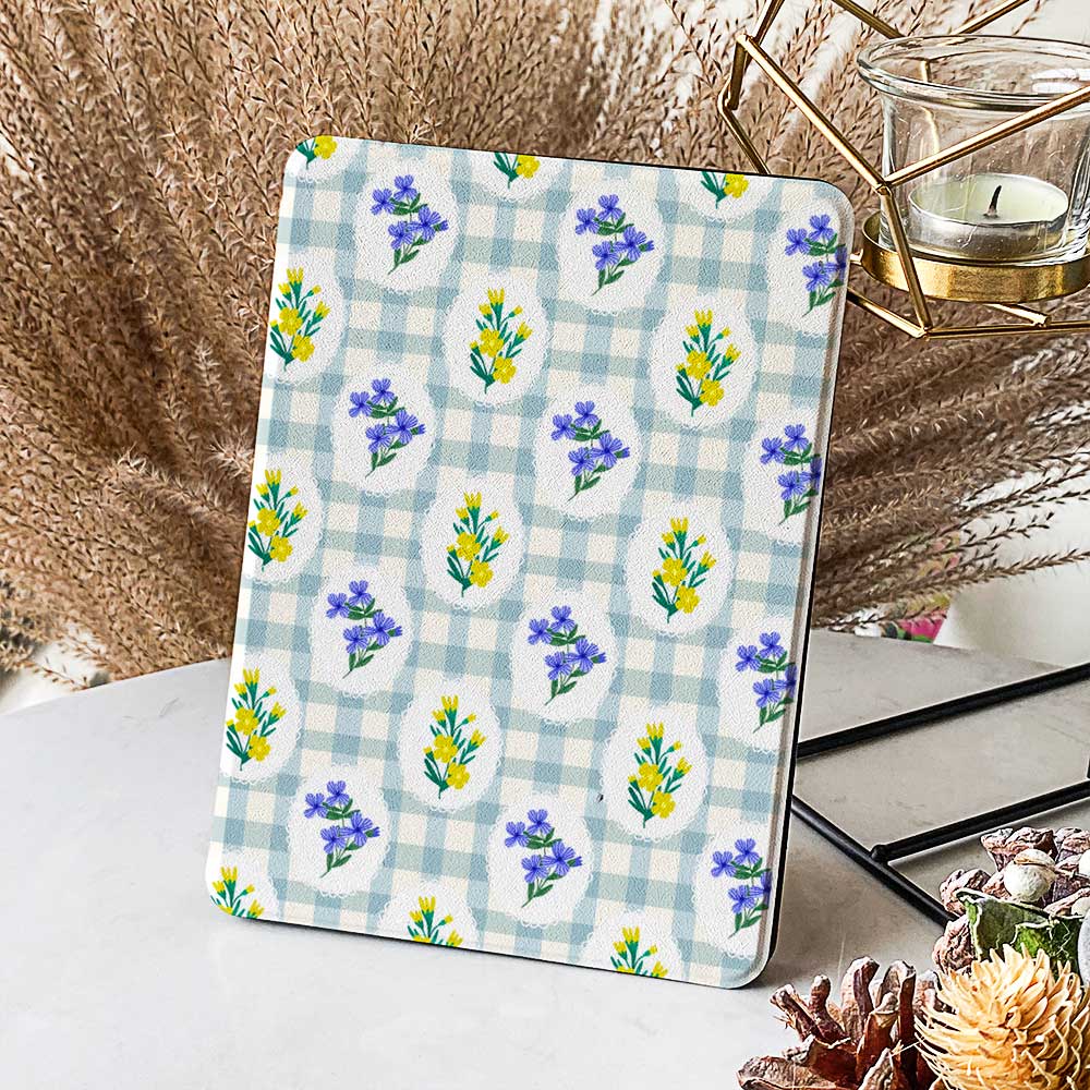 Gingham_&_Flowers Pattern - Kindle Case - Joylife Case