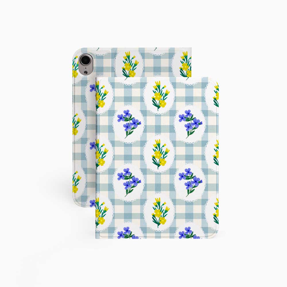 Gingham_&_Flowers Pattern - iPad Case - Joylife Case