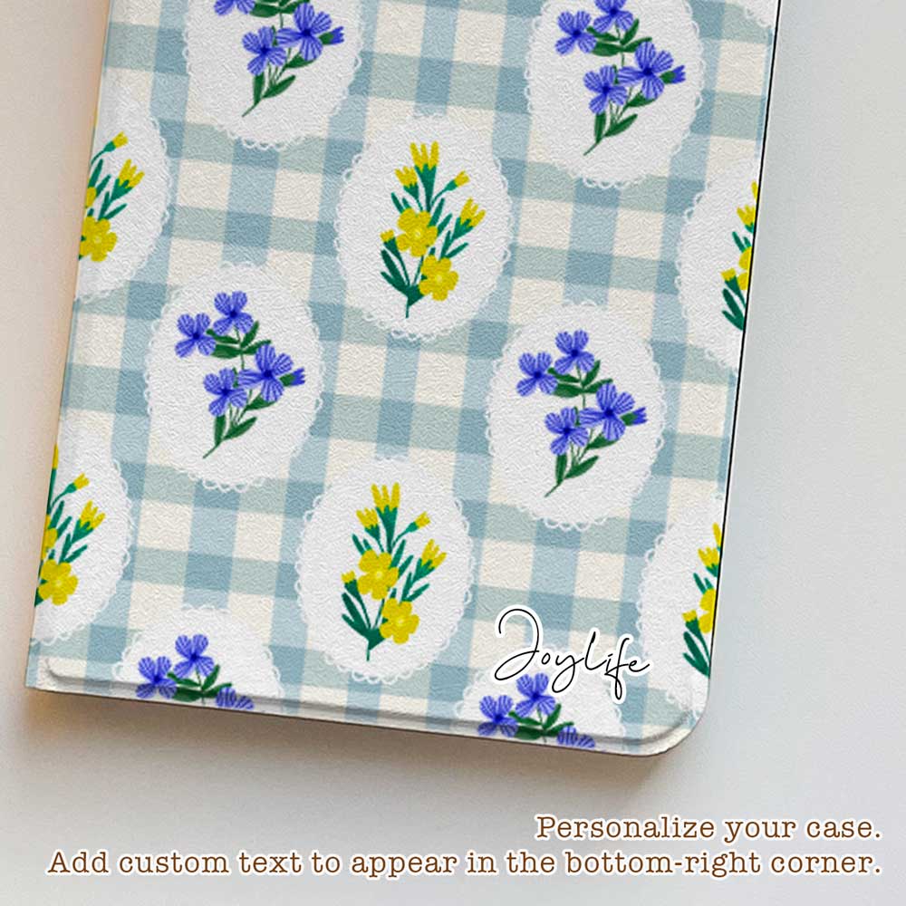 Gingham_&_Flowers Pattern - iPad Case - Joylife Case