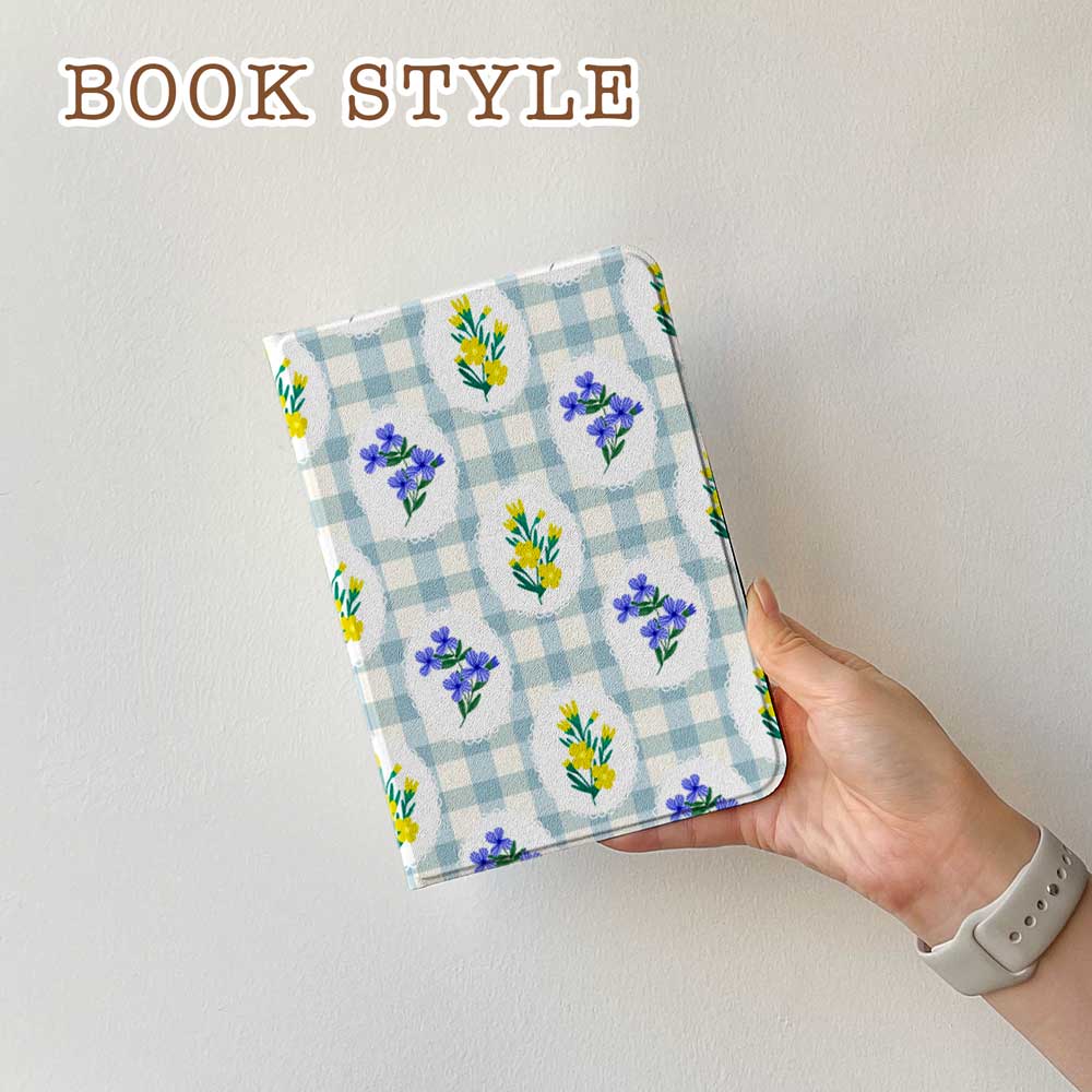 Gingham_&_Flowers Pattern - iPad Case - Joylife Case