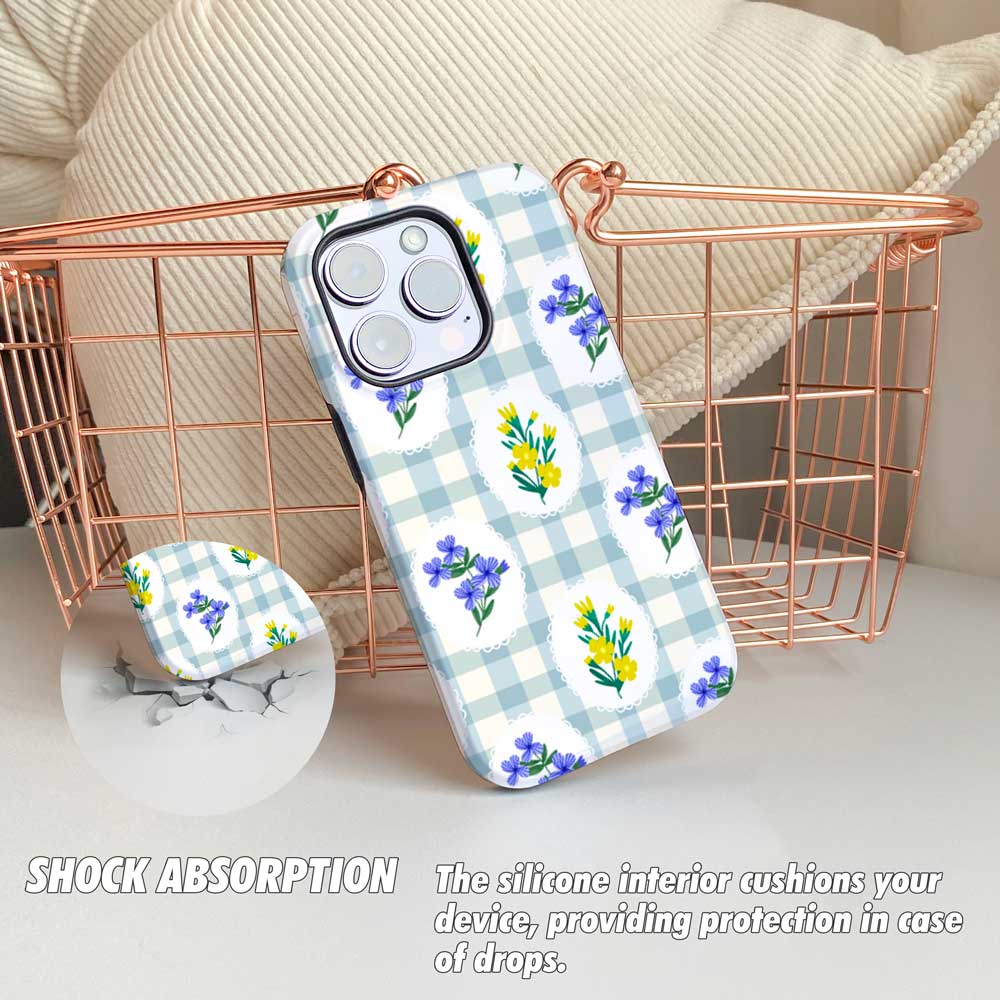 Gingham_&_Flowers Pattern - iPhone Case - Joylife Case