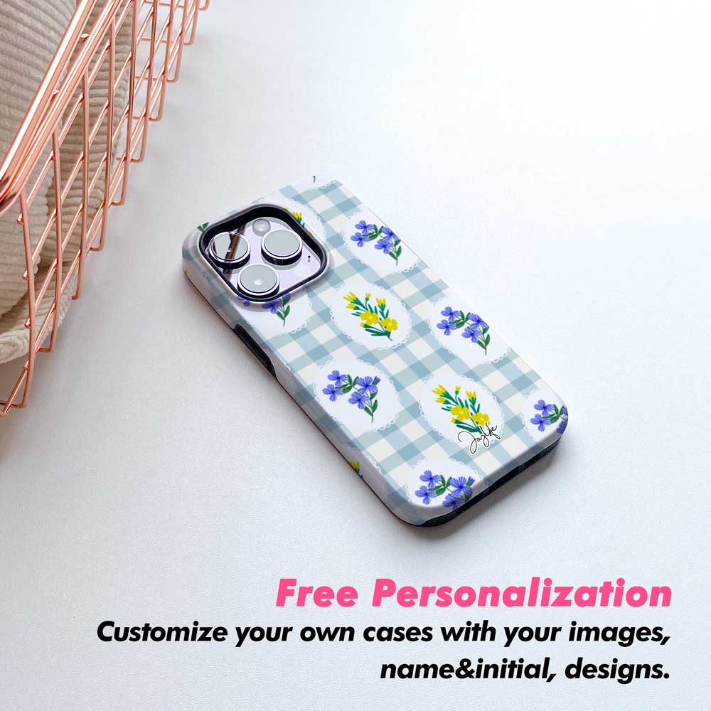 Gingham_&_Flowers Pattern - iPhone Case - Joylife Case