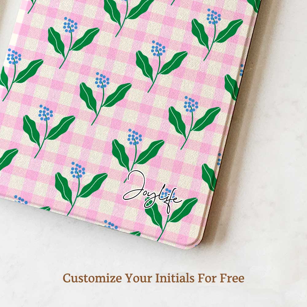 Pink_Gingham & Flowers - Kindle Case - Joylife Case