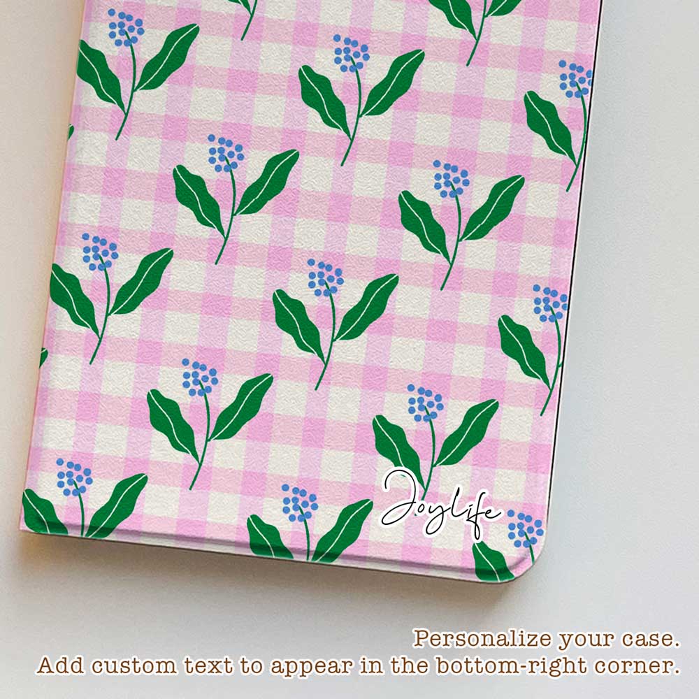 Pink_Gingham & Flowers - iPad Case - Joylife Case