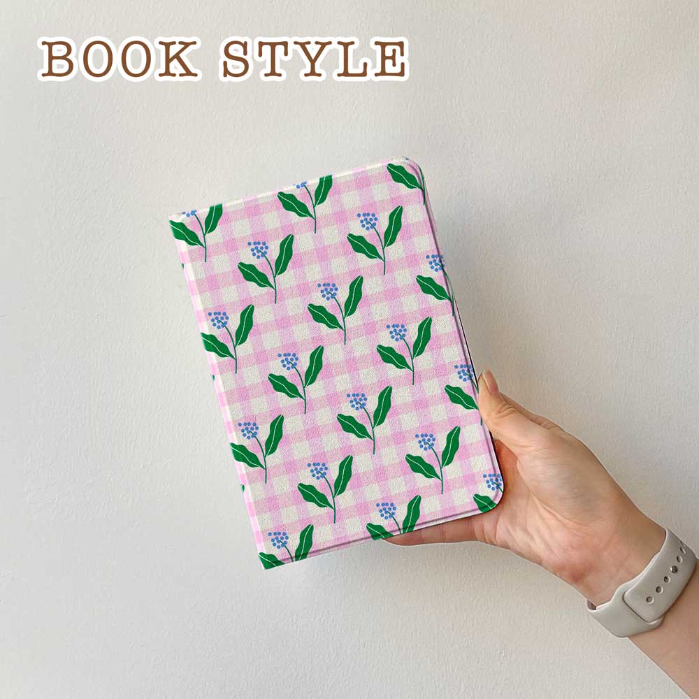 Pink_Gingham & Flowers - iPad Case - Joylife Case