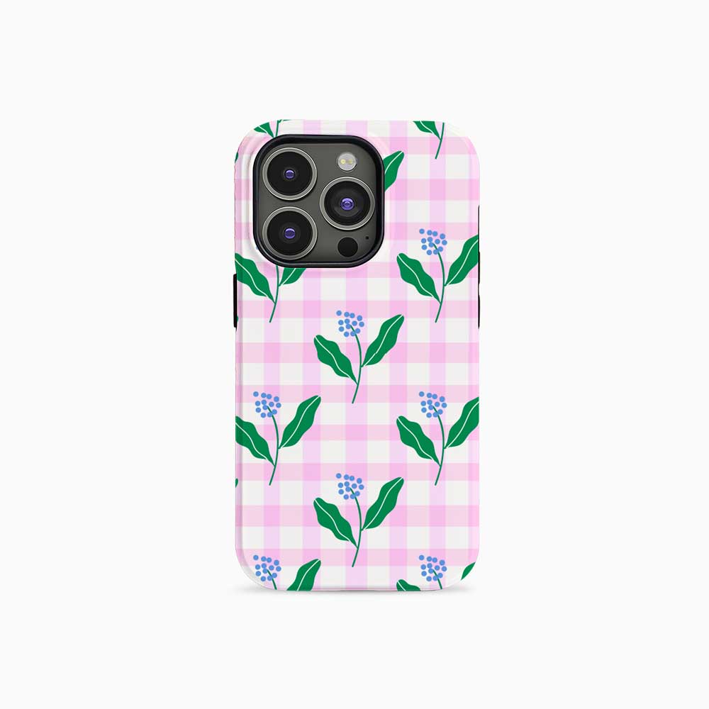 Pink_Gingham & Flowers - iPhone Case - Joylife Case
