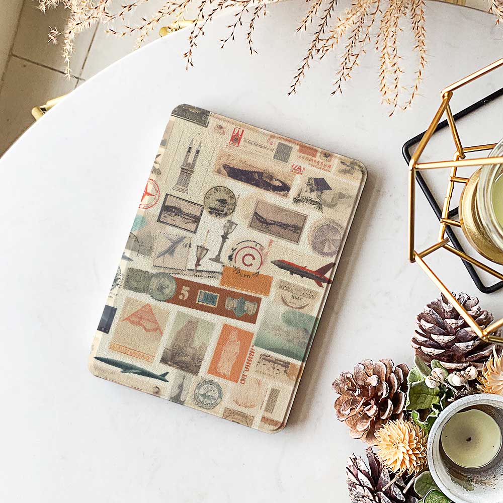 Step into a world of nostalgic exploration with the Postage Collage Kindle Cases Paperwhite.