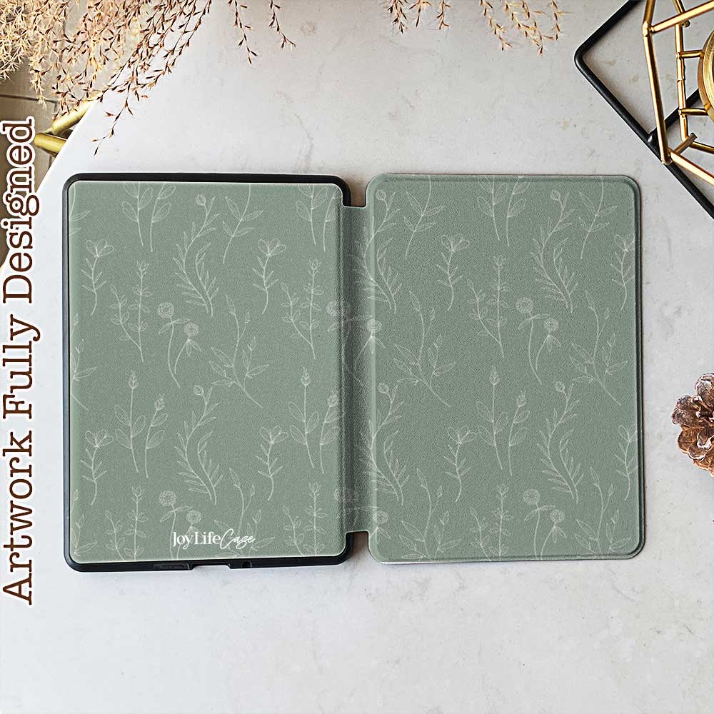 Art Deco Leafline - Kindle Case (Green)