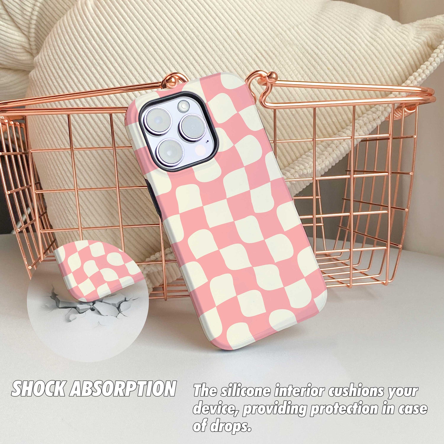 Checkered Swirl - iPhone Case - Pink - Joylife Case