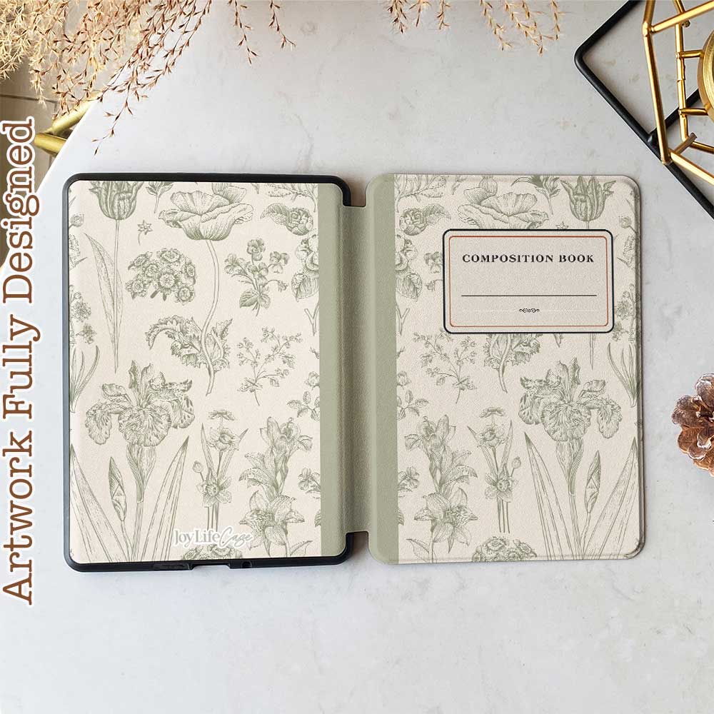 Green Floral - Kindle Case