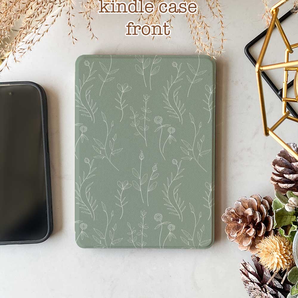 Art Deco Leafline - Kindle Case (Green)