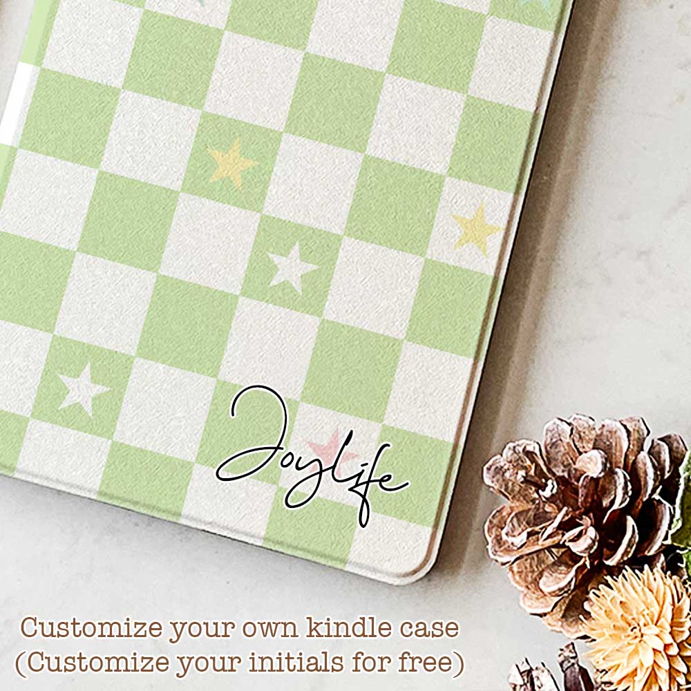 Star Check Green - Kindle Case