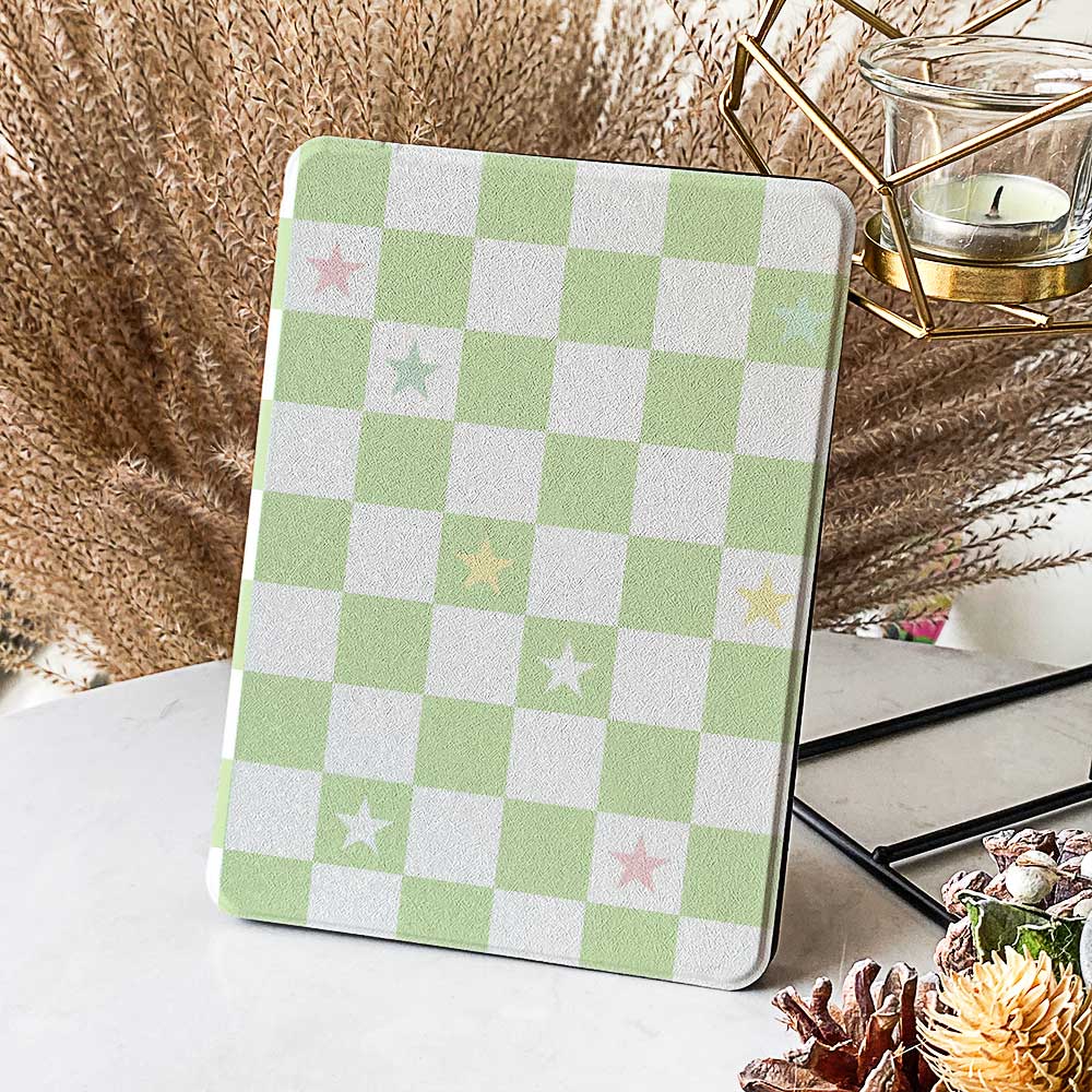Star Check Green - Kindle Case