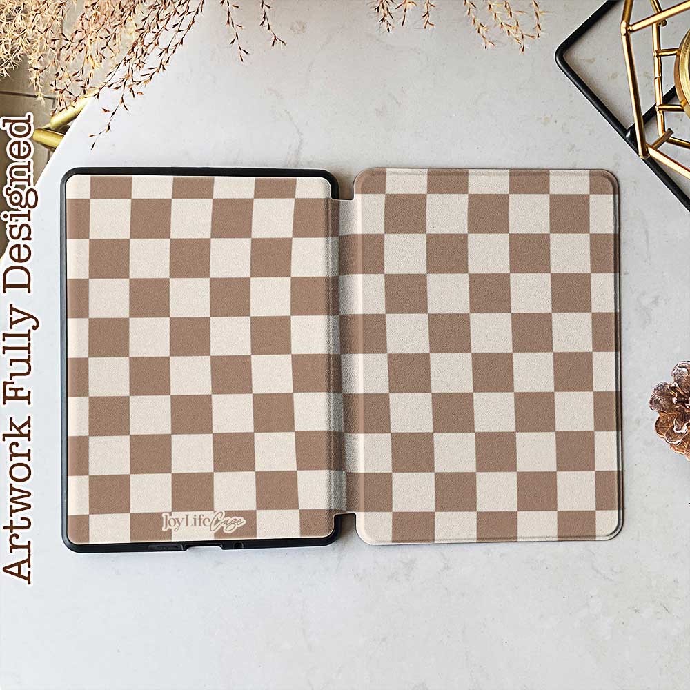 Retro Checkered - Kindle Case(Tan)