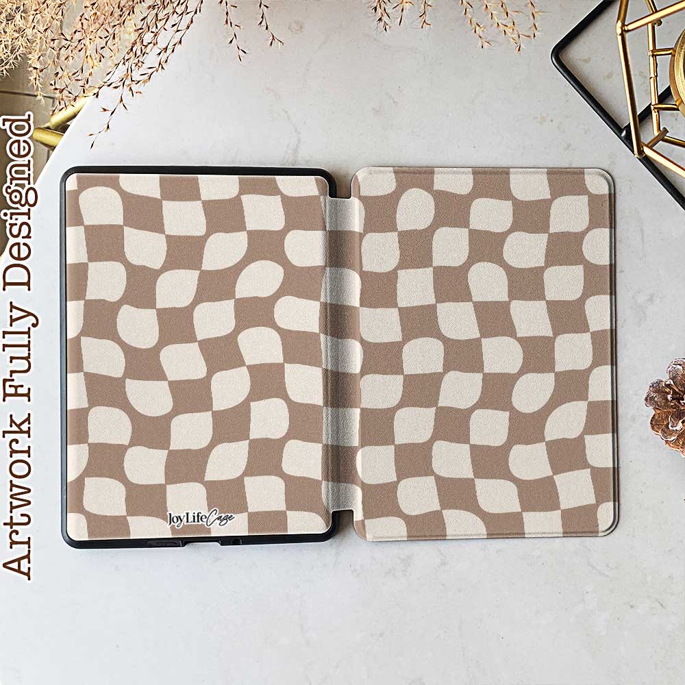 Checkered Swirl - Kindle Case - Choco - Joylife Case