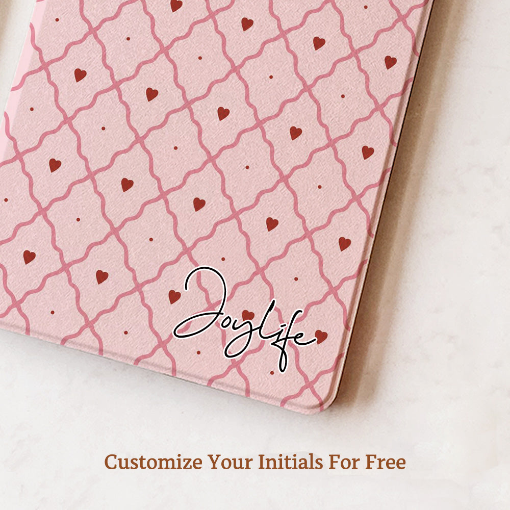 Blush Heart Lattice Kindle Case