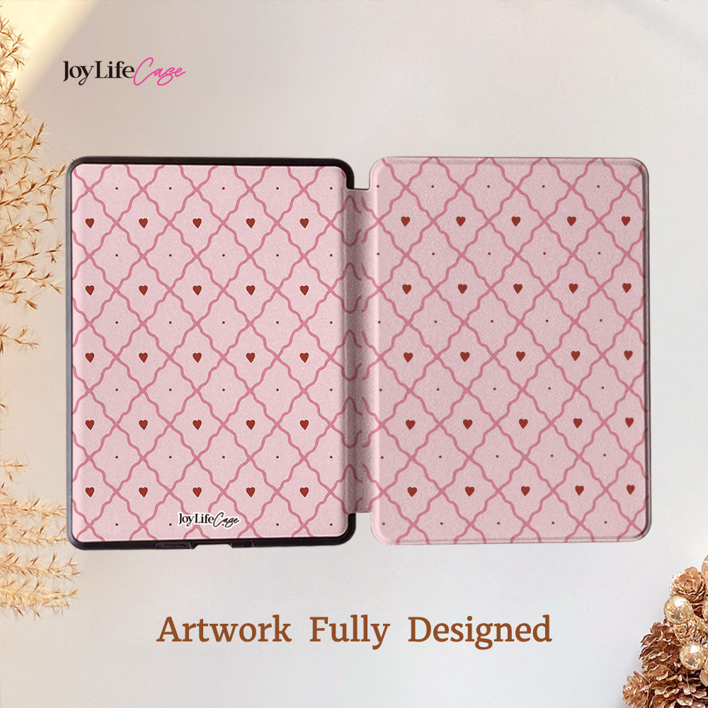 Blush Heart Lattice Kindle Case