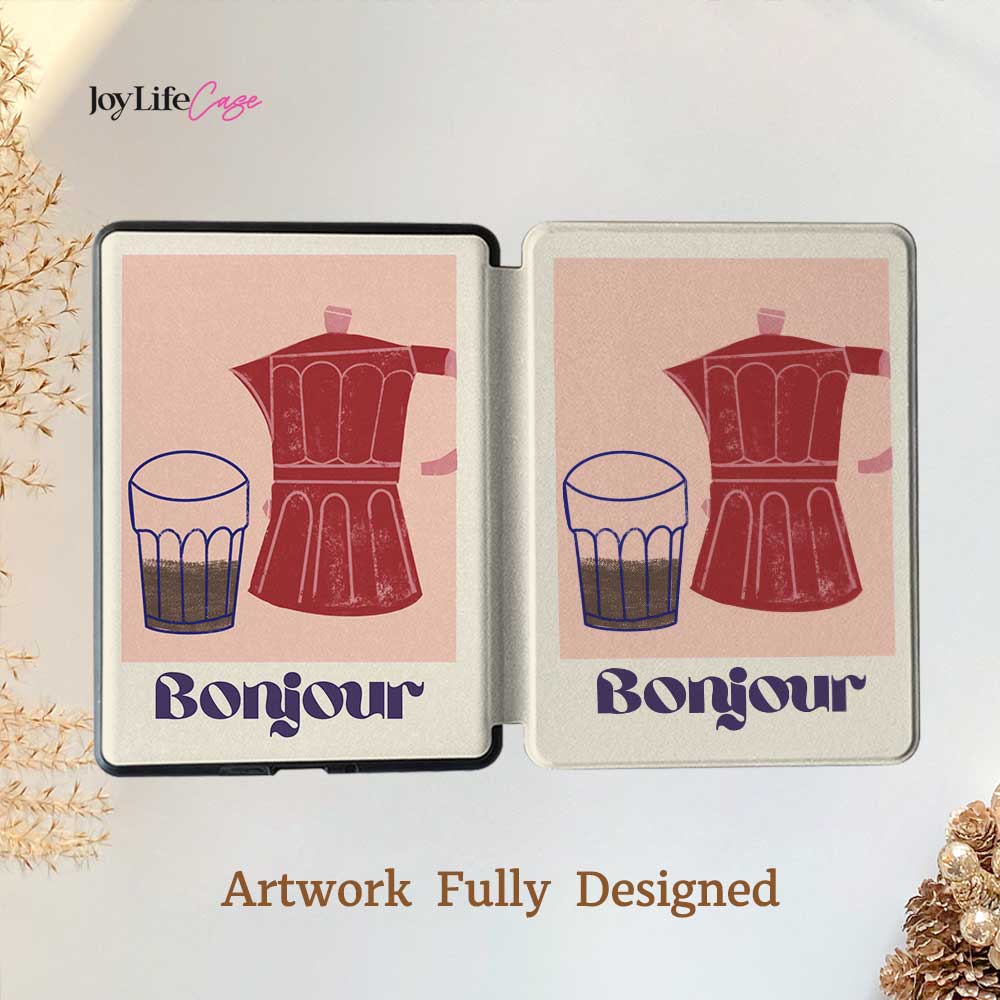 Bonjour Red Coffee Machine - Kindle Case