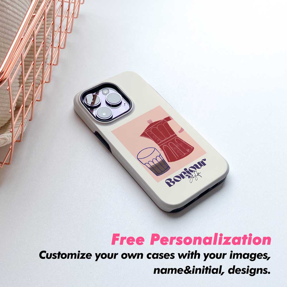 Bonjour Red Coffee Machine - iPhone Case