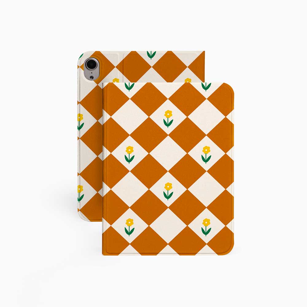 Diamonds & Flowers - iPad Case Brown - Joylife Case