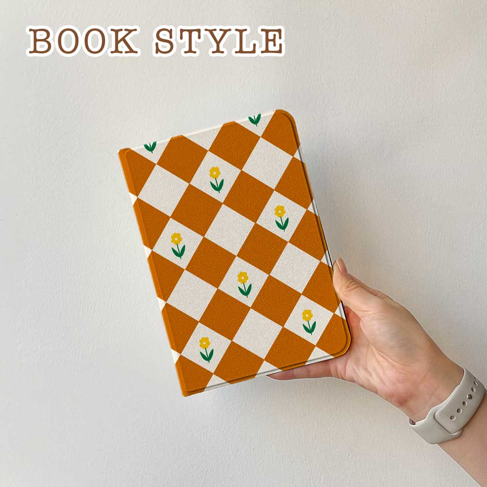 Diamonds & Flowers - iPad Case Brown - Joylife Case