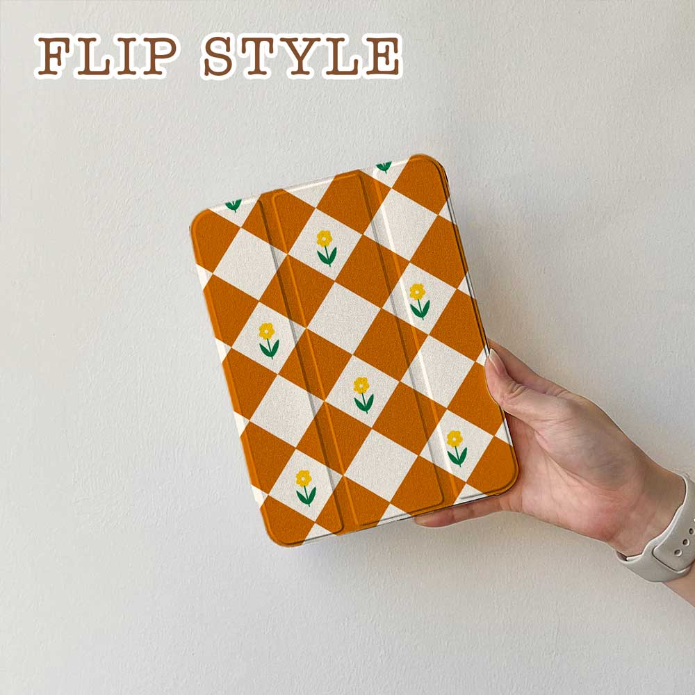 Diamonds & Flowers - iPad Case Brown - Joylife Case