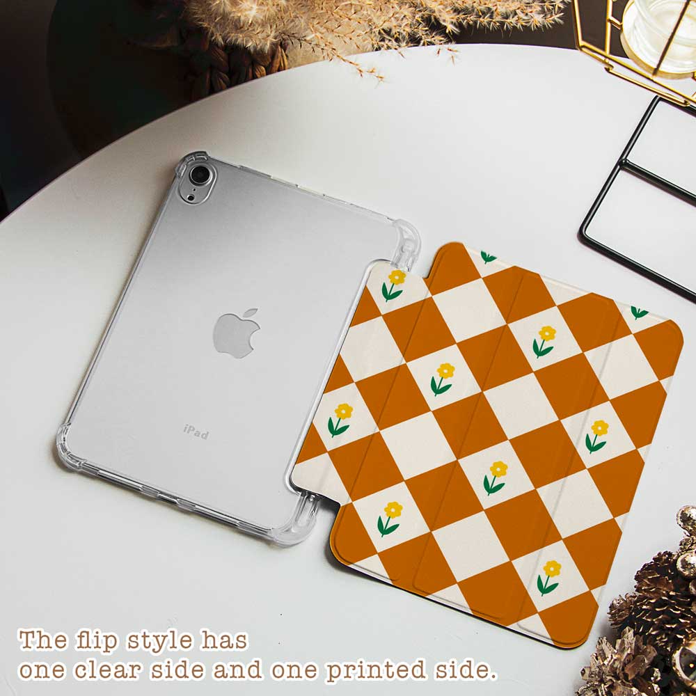 Diamonds & Flowers - iPad Case Brown - Joylife Case