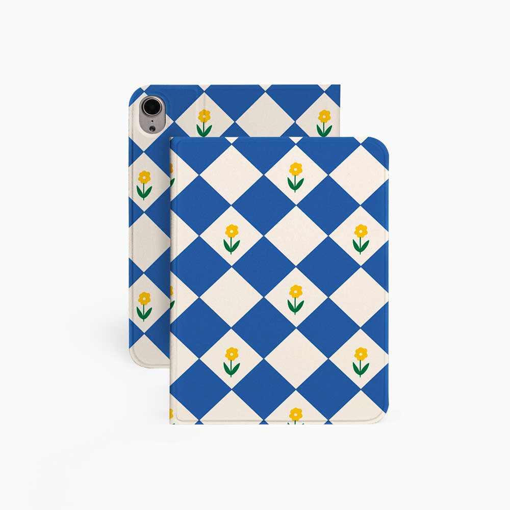 Diamonds & Flowers - iPad Case Blue - Joylife Case