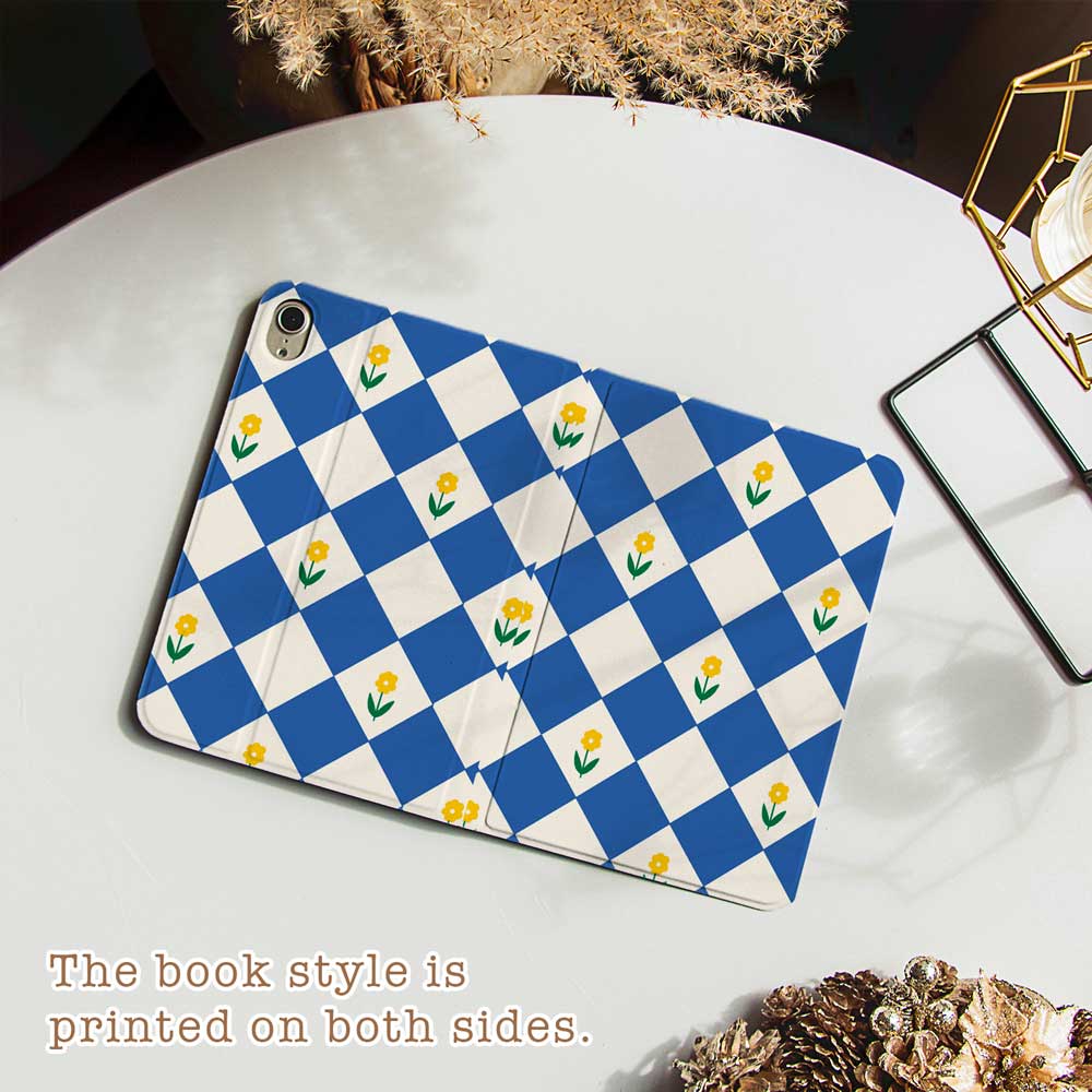 Diamonds & Flowers - iPad Case Blue - Joylife Case