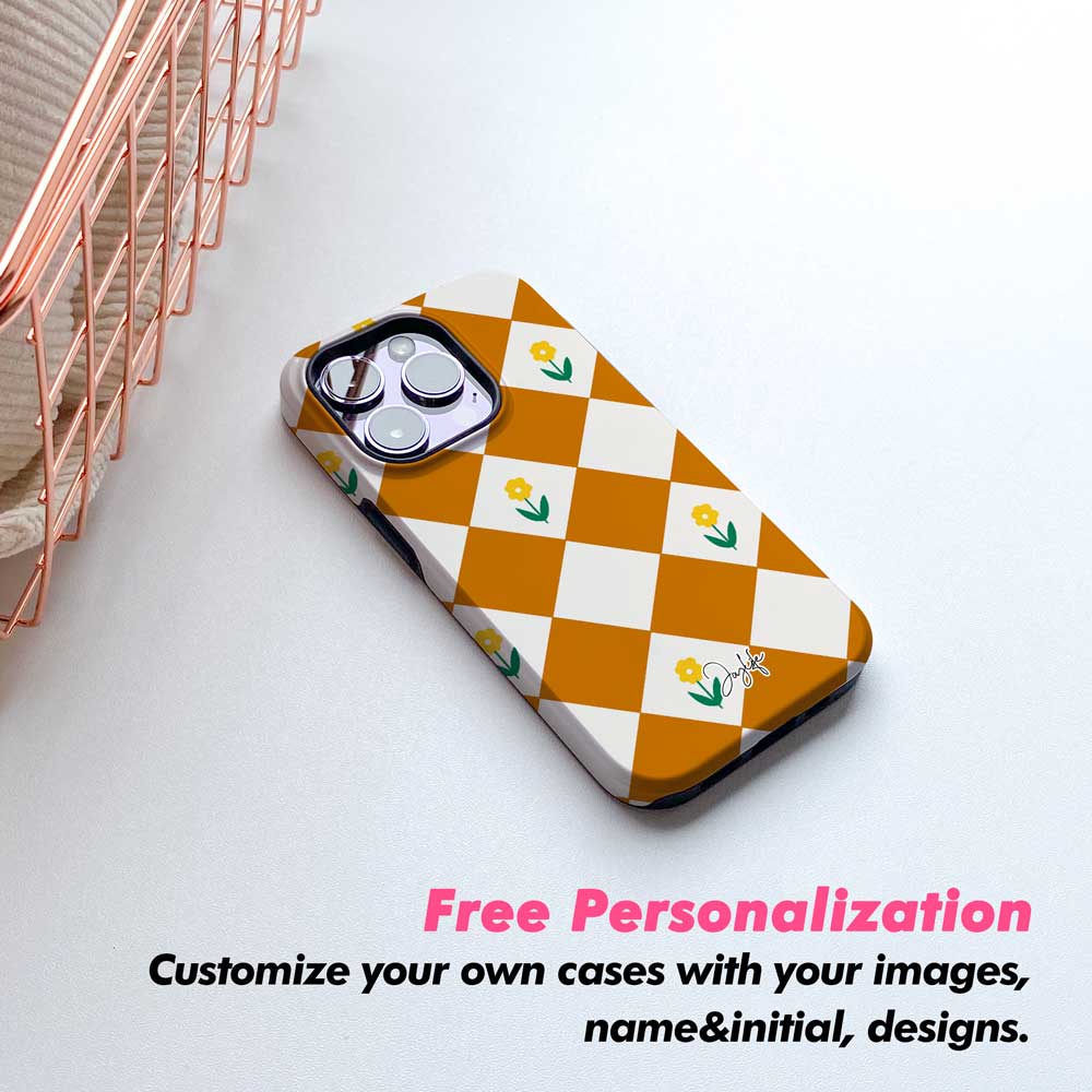 Diamonds & Flowers Brown - iPhone Case - Joylife Case