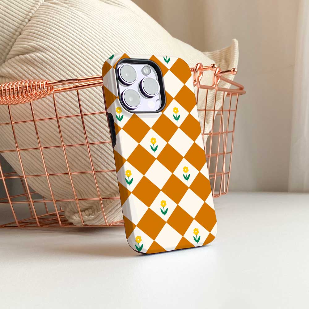 Diamonds & Flowers Brown - iPhone Case - Joylife Case