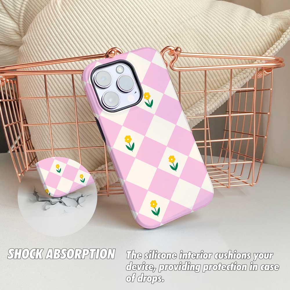 Diamonds & Flowers Pink - iPhone Case - Joylife Case