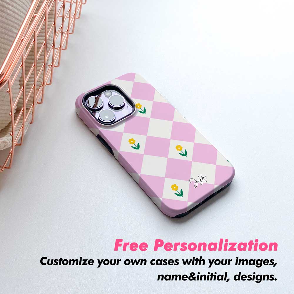 Diamonds & Flowers Pink - iPhone Case - Joylife Case