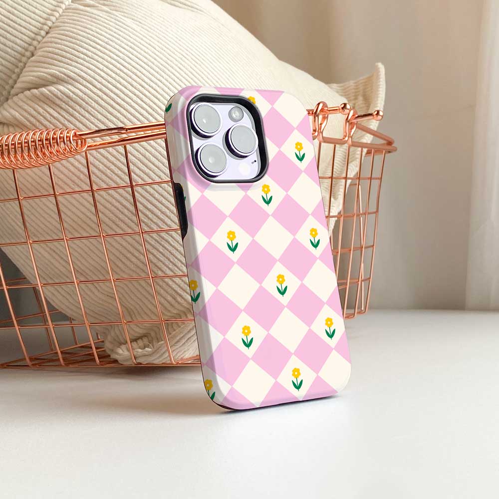 Diamonds & Flowers Pink - iPhone Case - Joylife Case