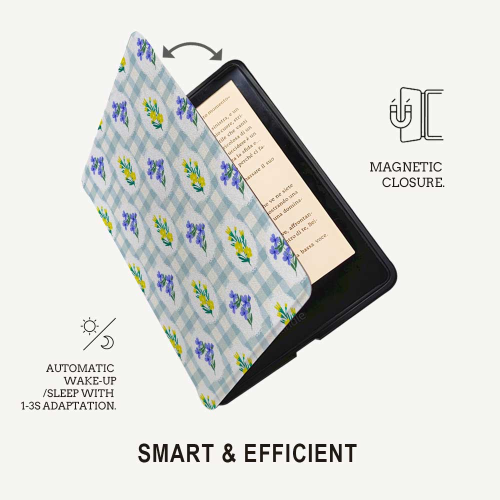 Gingham_&_Flowers Pattern - Kindle Case - Joylife Case