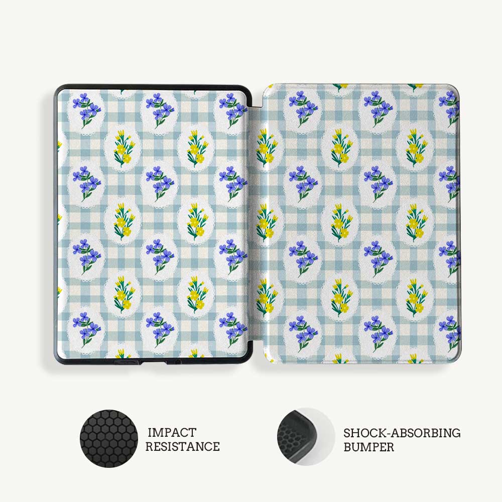 Gingham_&_Flowers Pattern - Kindle Case - Joylife Case