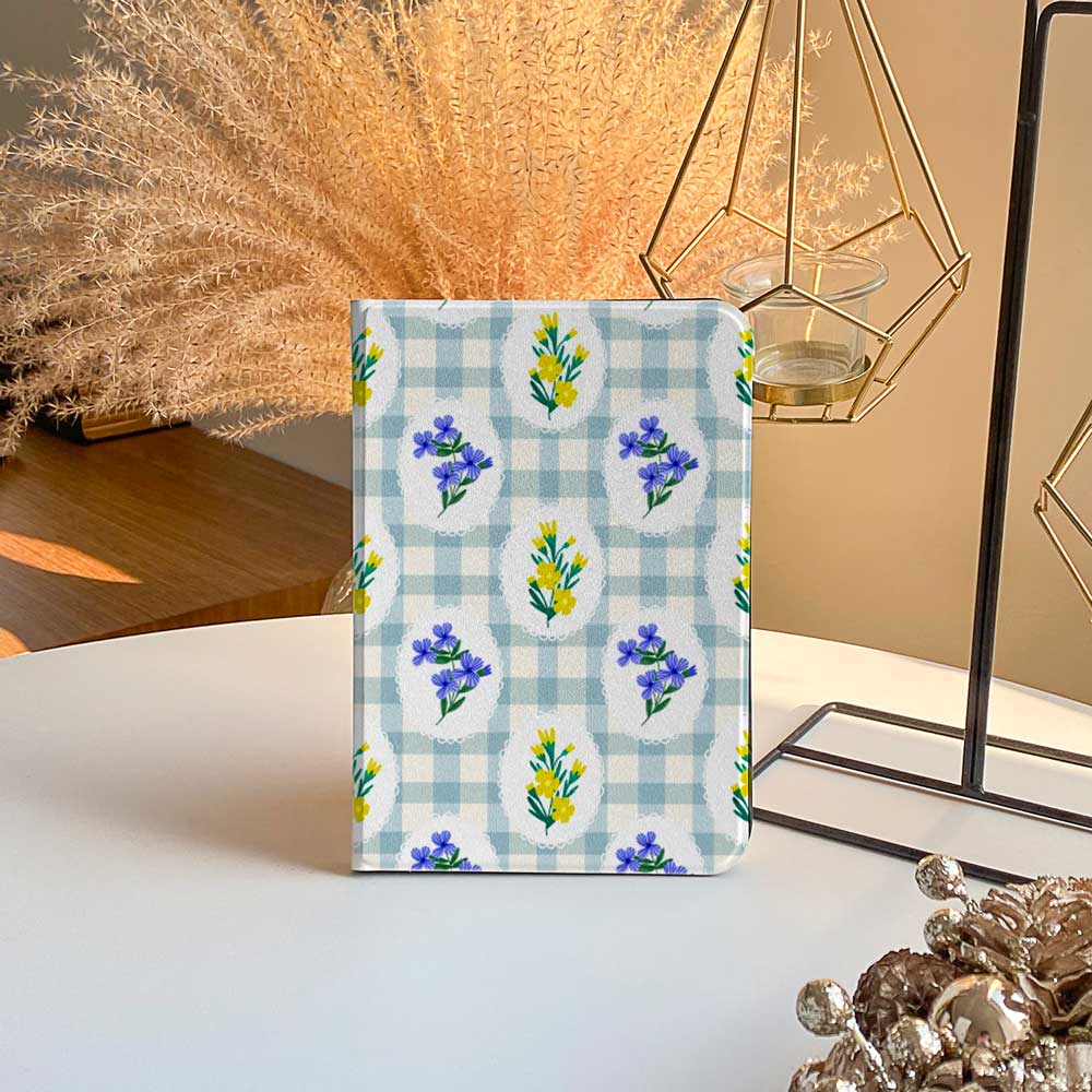 Gingham_&_Flowers Pattern - iPad Case - Joylife Case