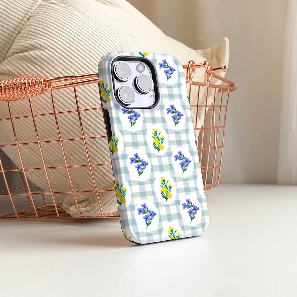 Gingham_&_Flowers Pattern - iPhone Case - Joylife Case