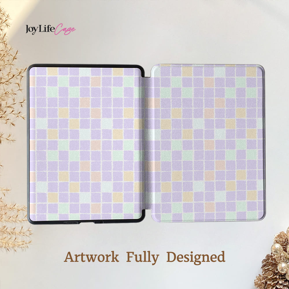 Purple Grid - Kindle Case
