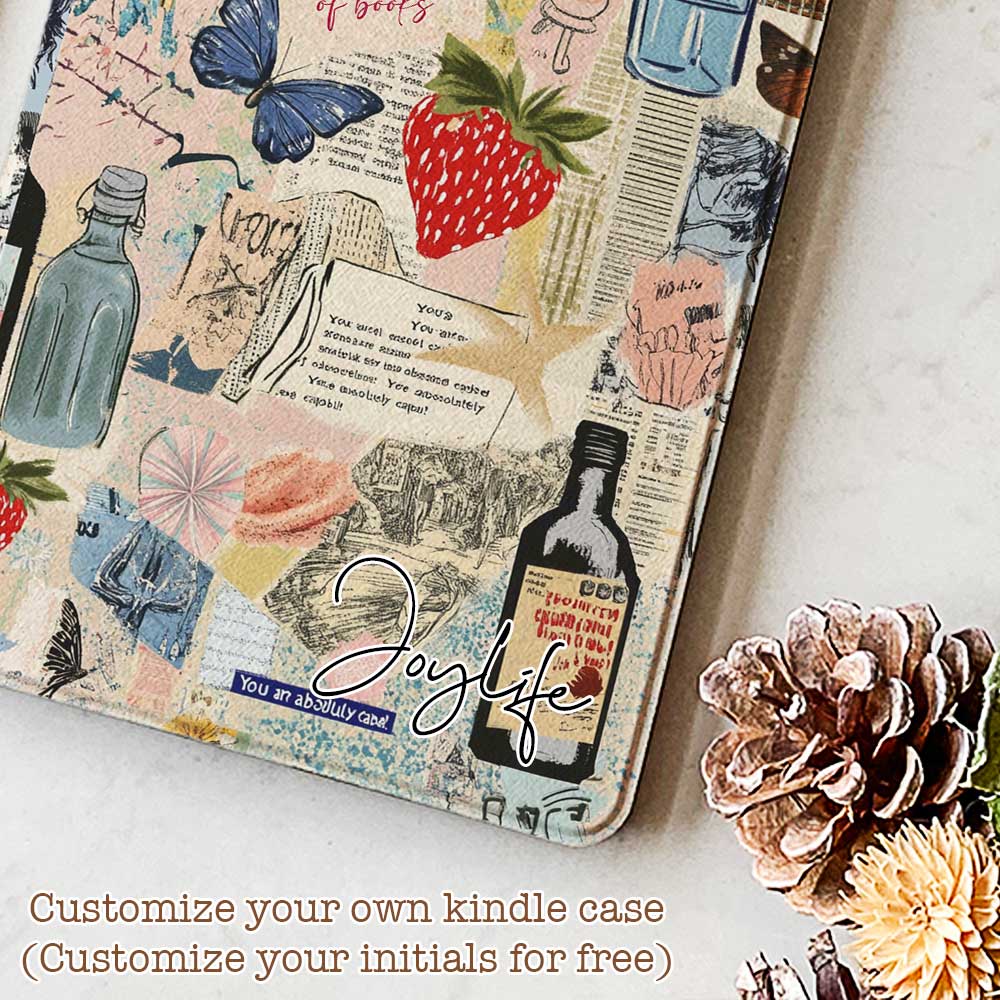 Travel-inspired protective case for Kindle Fire featuring a vibrant collage of maps, landmarks, and adventure motifs, offering durable protection and a stylish design.