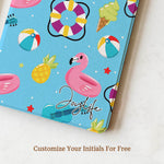 Notebook with a colorful summer pattern on a white surface