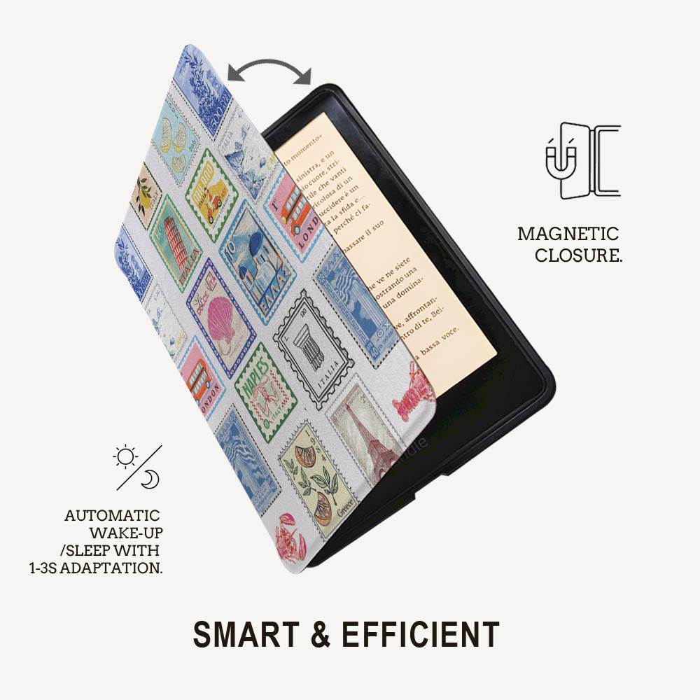 Smart case with a patterned cover and text on a white background